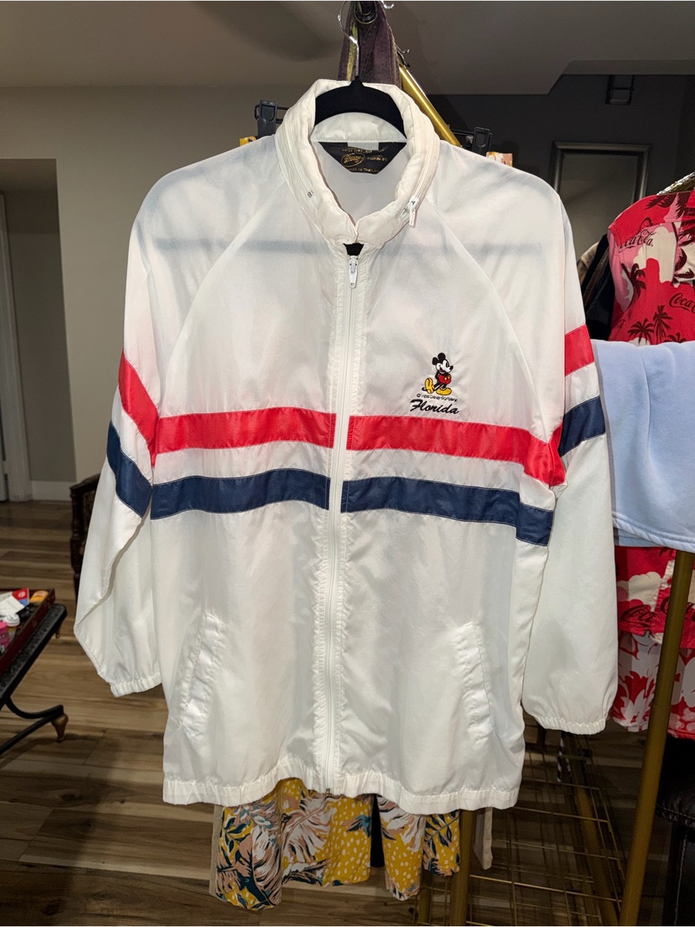 Vintage Disney Mickey Mouse Florida Hooded Windbreaker Sz Medium